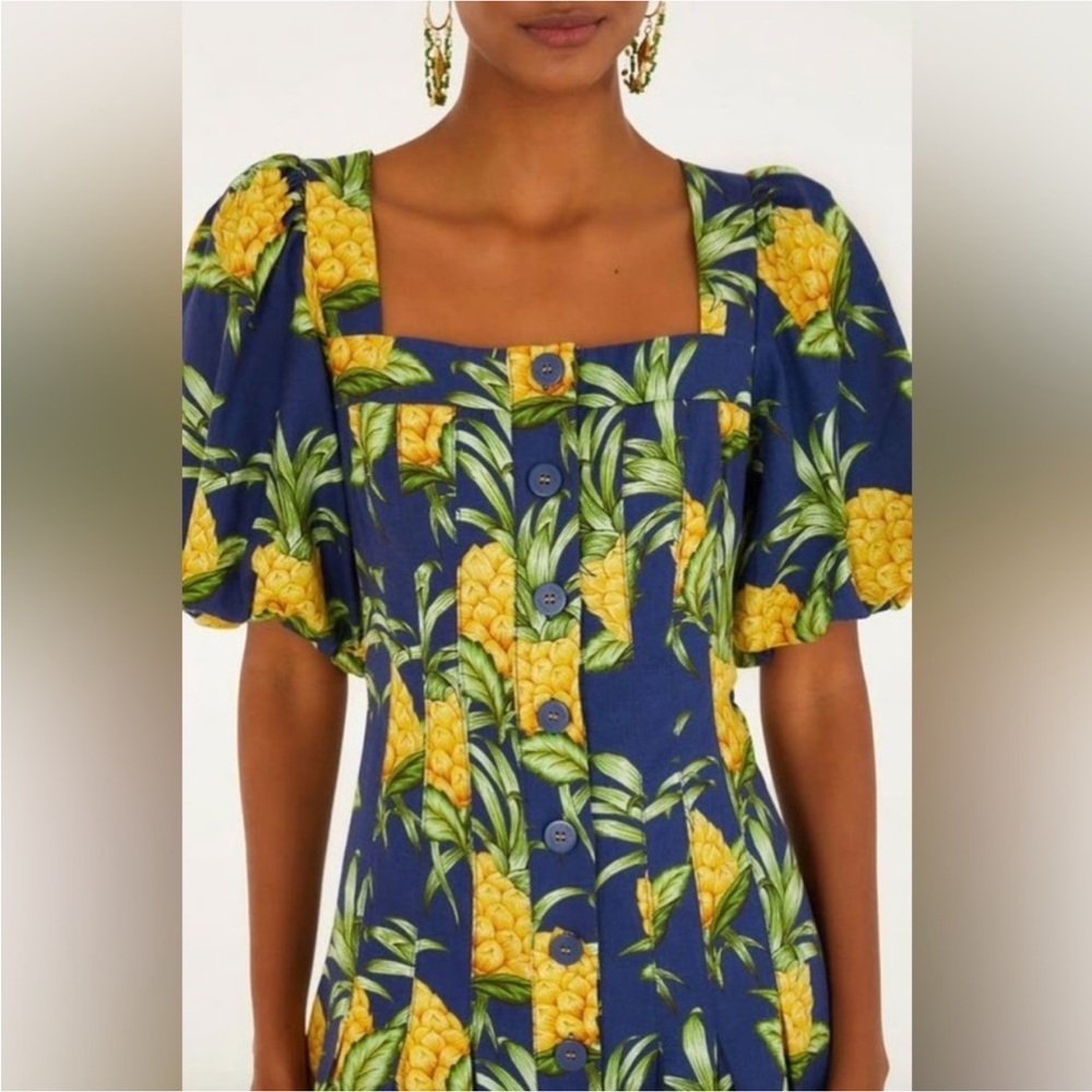 Farm Rio: DELICATE PINEAPPLE NAVY BLUE MINI
DRESS DT - Picture 6 of 8